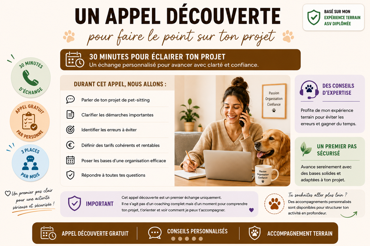 Appel découverte Pet-sitting – Fais le point sur ton projet avant de te lancer | 30 min