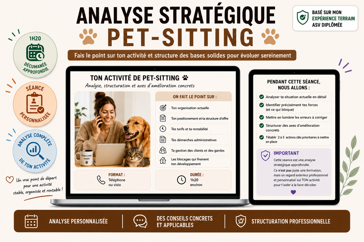 Analyse stratégique Pet-sitter – Audit complet de ton activité | 1 h 20