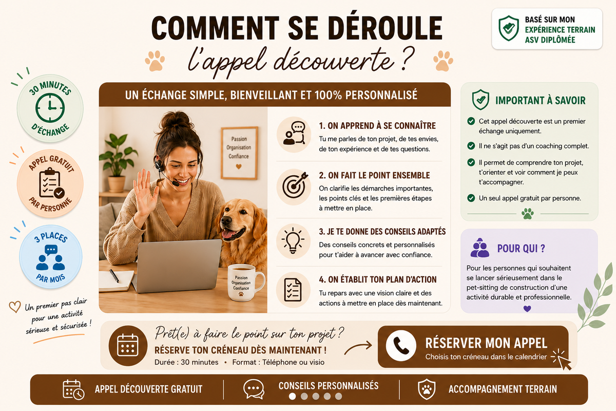 Appel découverte Pet-sitting – Fais le point sur ton projet avant de te lancer | 30 min