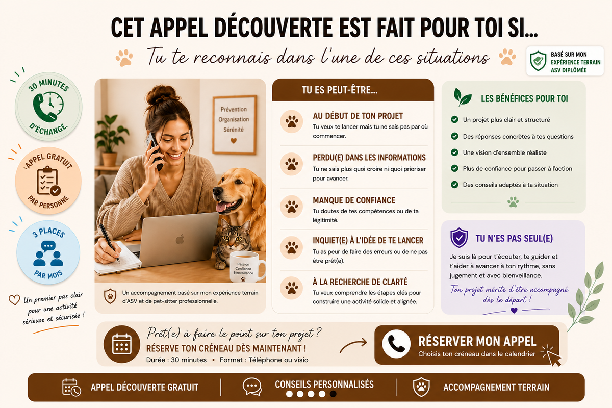 Appel découverte Pet-sitting – Fais le point sur ton projet avant de te lancer | 30 min