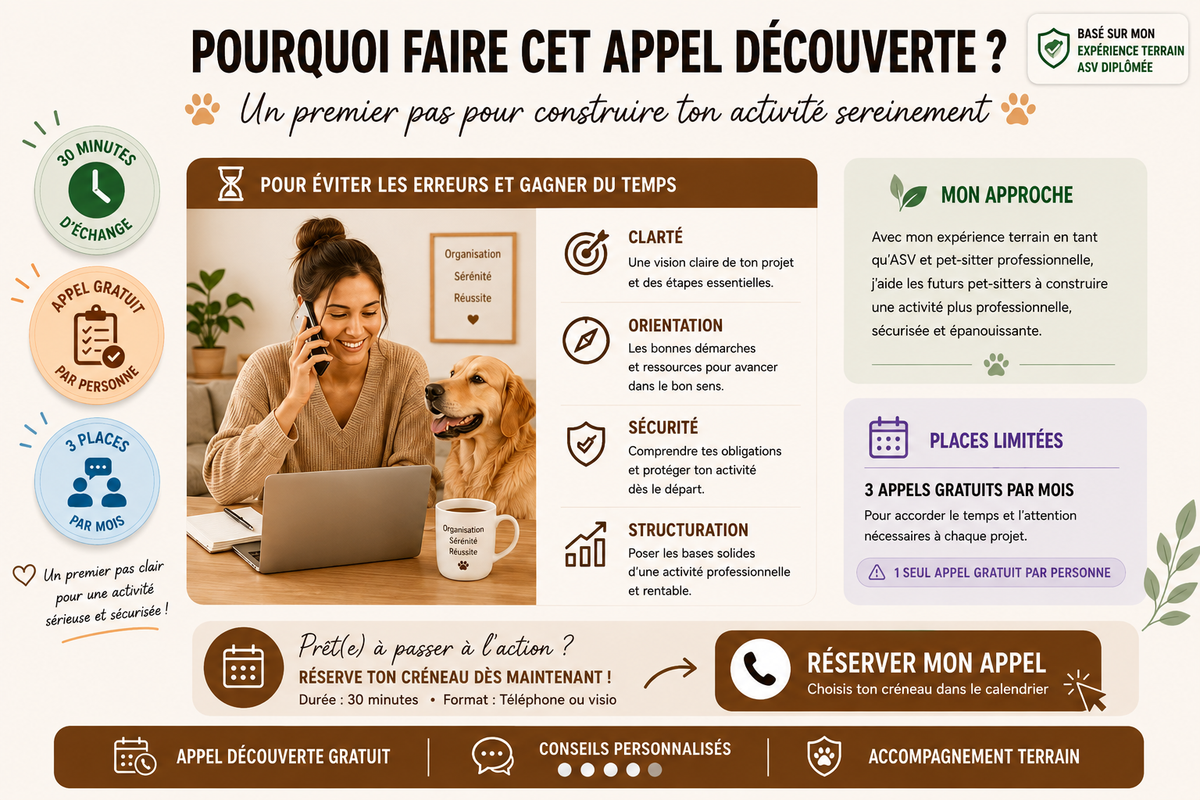 Appel découverte Pet-sitting – Fais le point sur ton projet avant de te lancer | 30 min