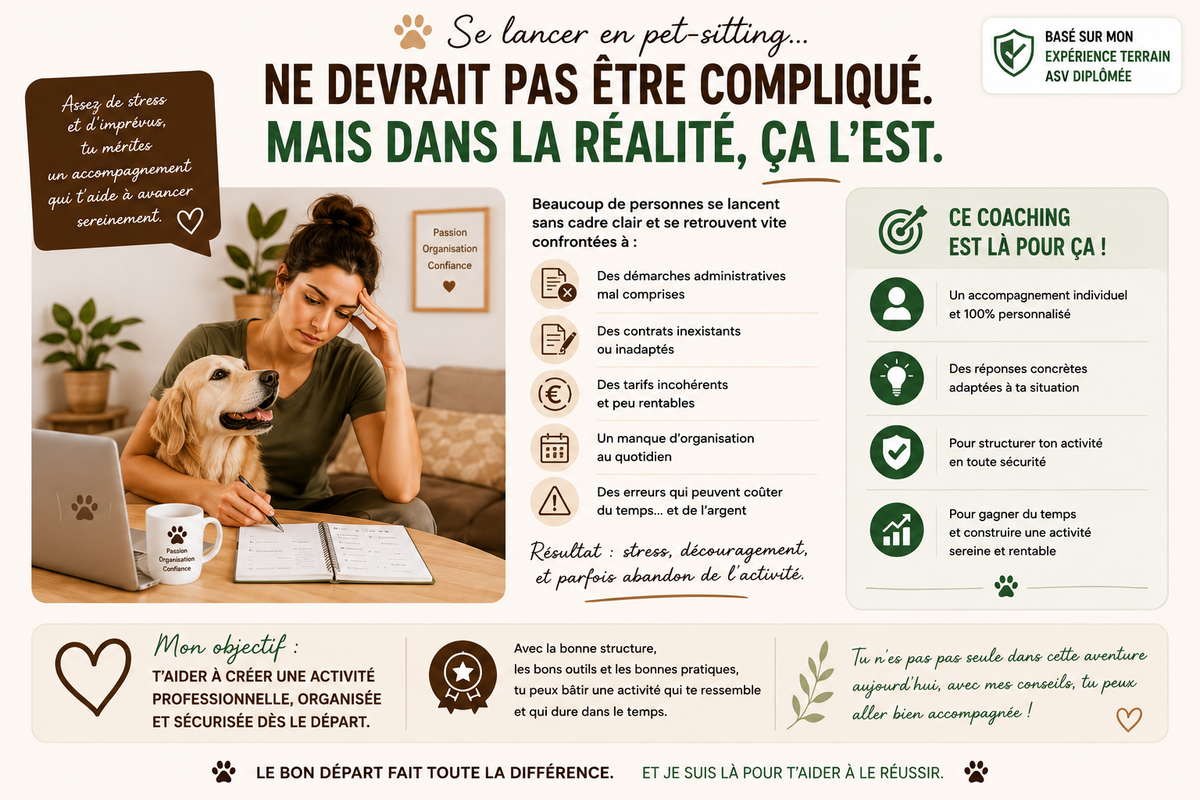 Coaching individuel Pet-sitter – Structure & développe ton activité | 45 min à 1 h