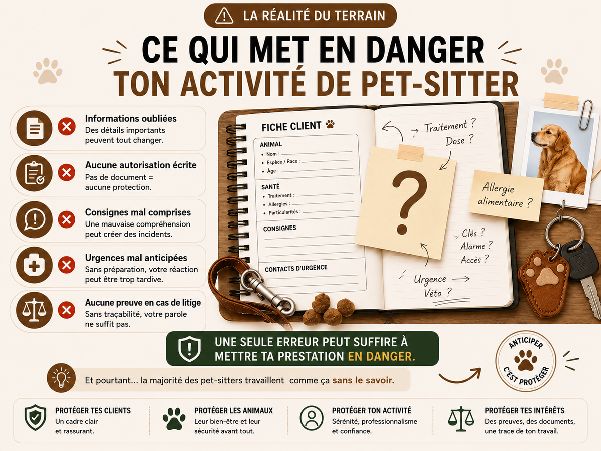 Dossier Professionnel Pet-sitter – Fiches clients, suivi & organisation complète