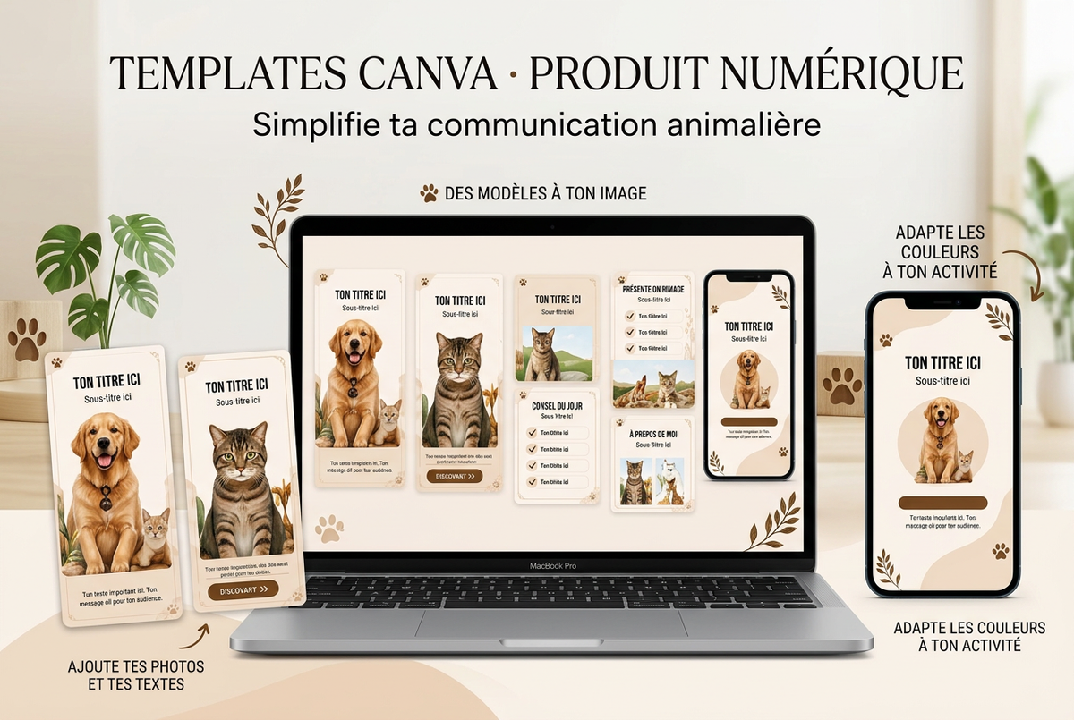 Modèles personnalisables avec photos animalières
