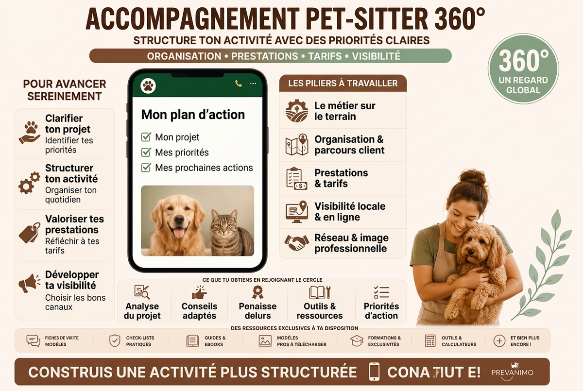 Accompagnement Pet-sitter 360° – Construis une activité professionnelle, structurée & durable