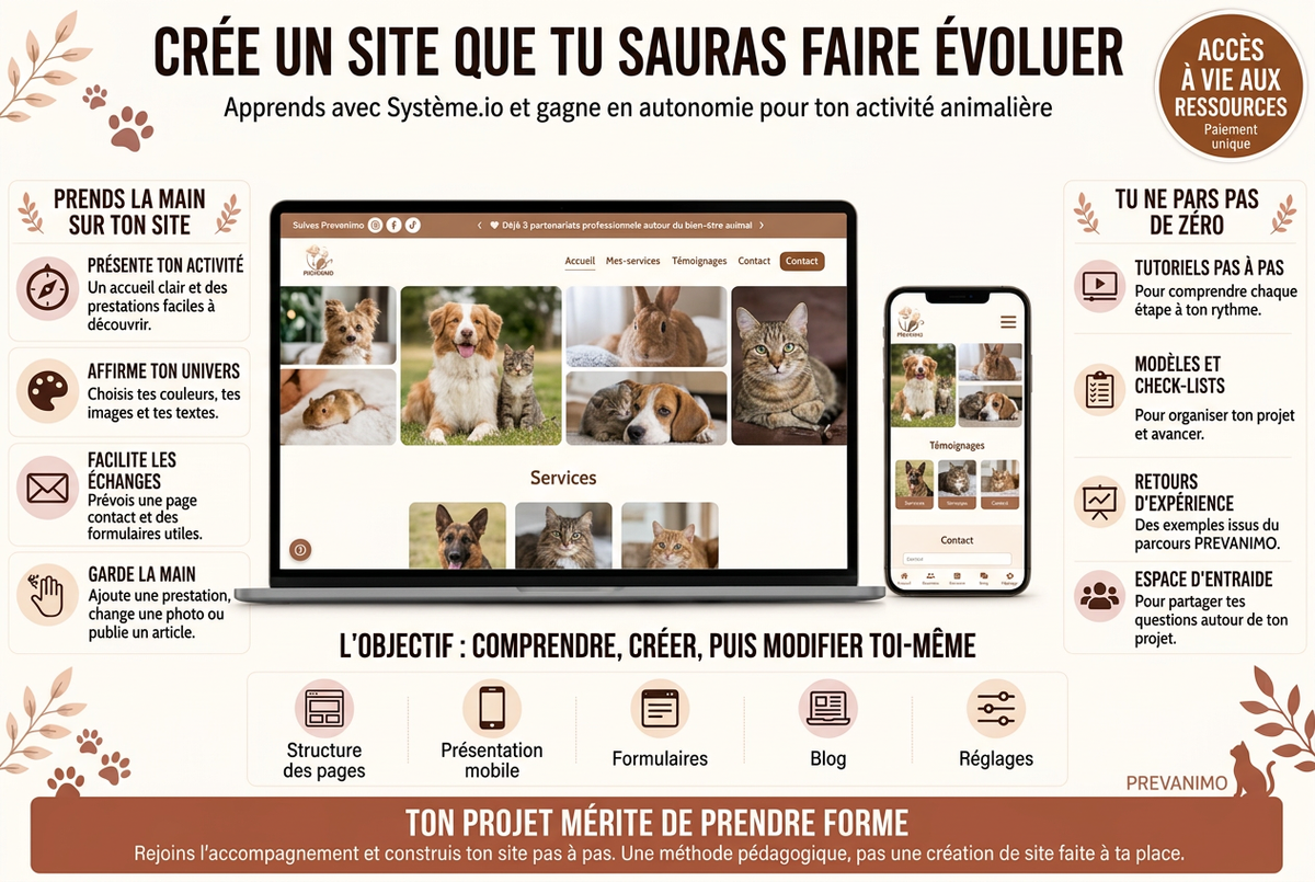 Crée ton site professionnel toi-même – Accompagnement Système.io | Accès à vie